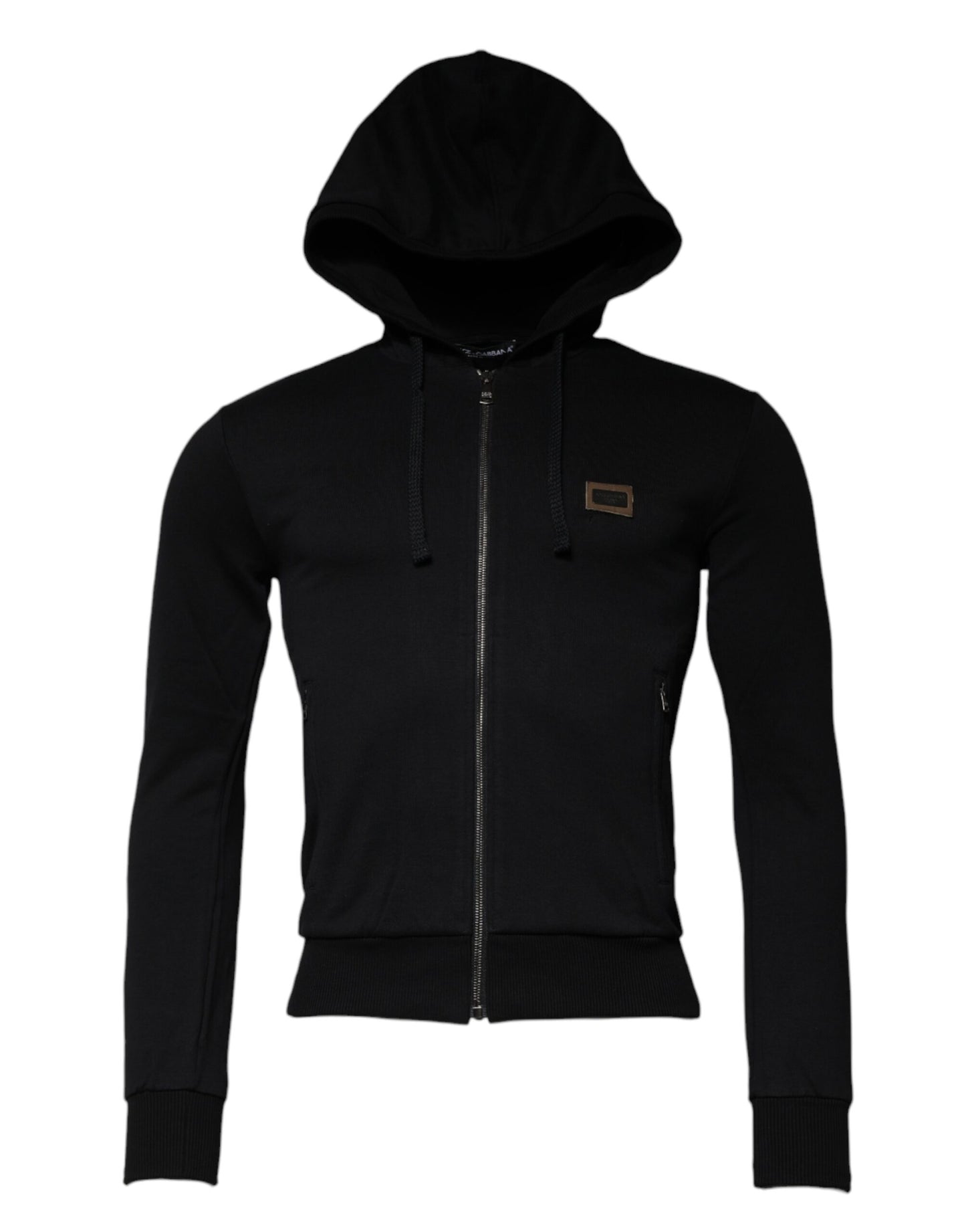 Dolce &amp; Gabbana – Schwarzes Sweatshirt mit durchgehendem Reißverschluss und Logo