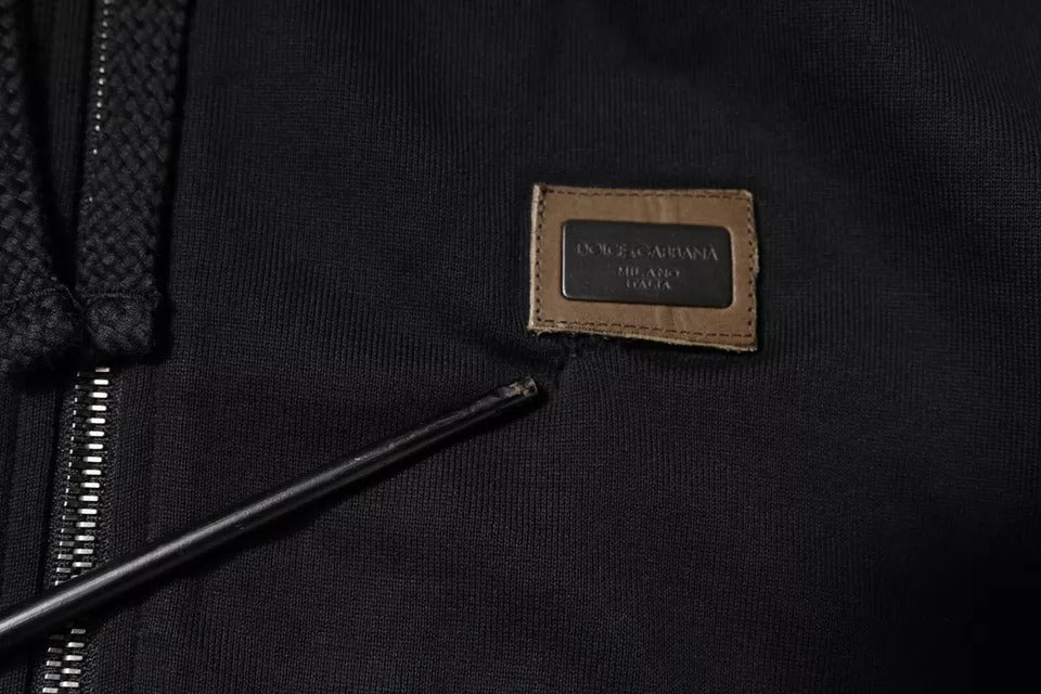 Dolce &amp; Gabbana – Schwarzes Sweatshirt mit durchgehendem Reißverschluss und Logo