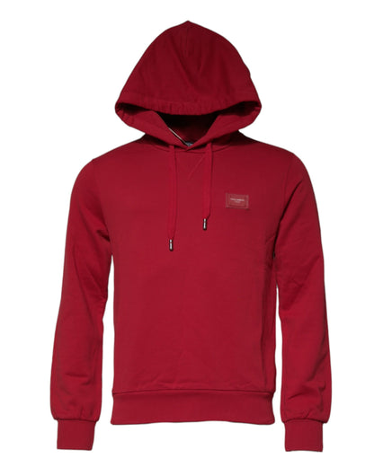 Dolce &amp; Gabbana – Rotes Baumwoll-Sweatshirt mit Logo und Kapuze