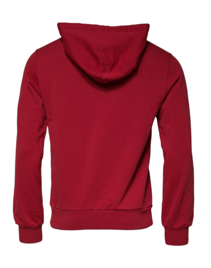 Dolce &amp; Gabbana – Rotes Baumwoll-Sweatshirt mit Logo und Kapuze
