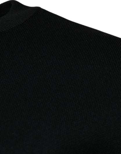 Dolce &amp; Gabbana – Schwarzer Pullover mit Rundhalsausschnitt und Logo aus Nylon