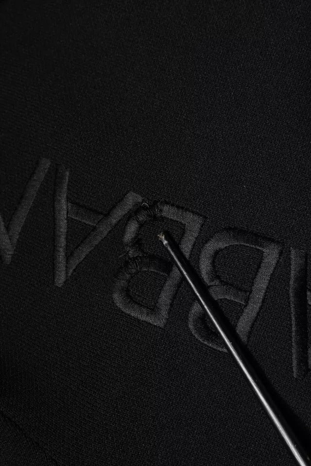 Dolce &amp; Gabbana – Schwarzer Pullover mit Rundhalsausschnitt und Logo aus Nylon
