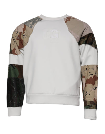 Dolce &amp; Gabbana Mehrfarbiger Patchwork-Pullover aus Baumwolle mit Rundhalsausschnitt