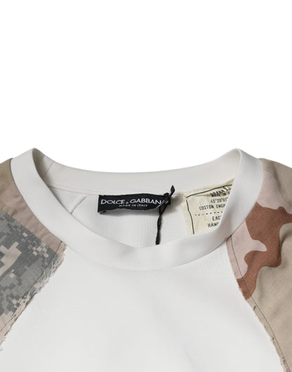 Dolce &amp; Gabbana Mehrfarbiger Patchwork-Pullover aus Baumwolle mit Rundhalsausschnitt