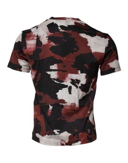 Dolce &amp; Gabbana Mehrfarbiges Camouflage-T-Shirt mit Rundhalsausschnitt