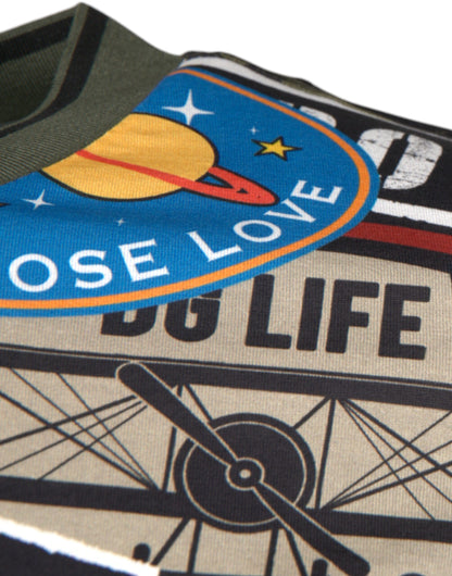 Dolce &amp; Gabbana – T-Shirt aus Baumwolle mit Rundhalsausschnitt und mehrfarbigem Grafikdruck