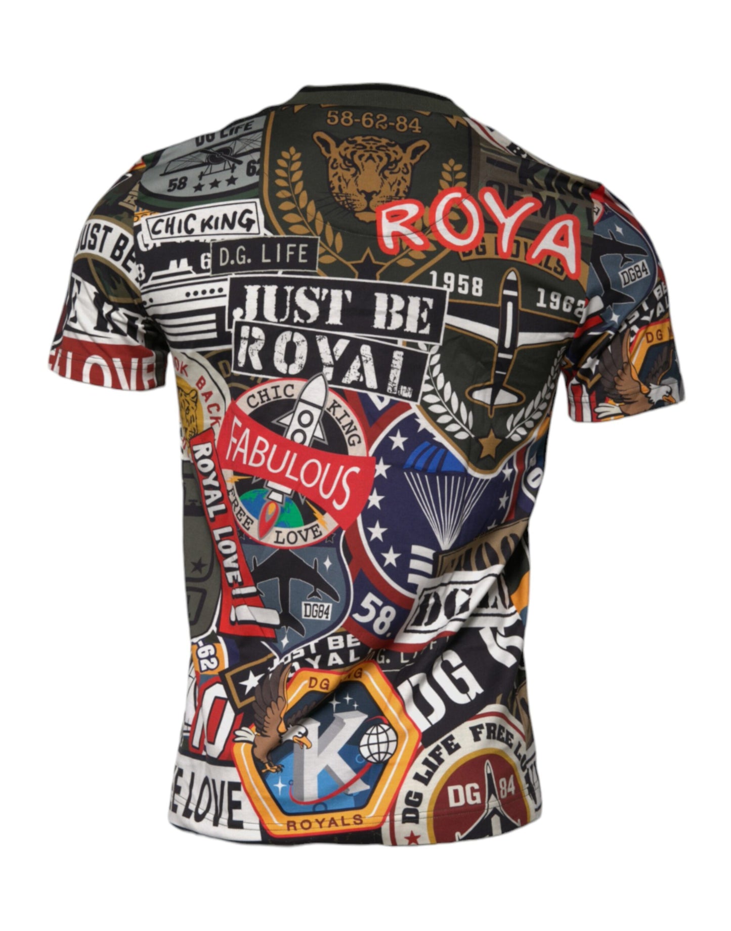 Dolce &amp; Gabbana – T-Shirt aus Baumwolle mit Rundhalsausschnitt und mehrfarbigem Grafikdruck