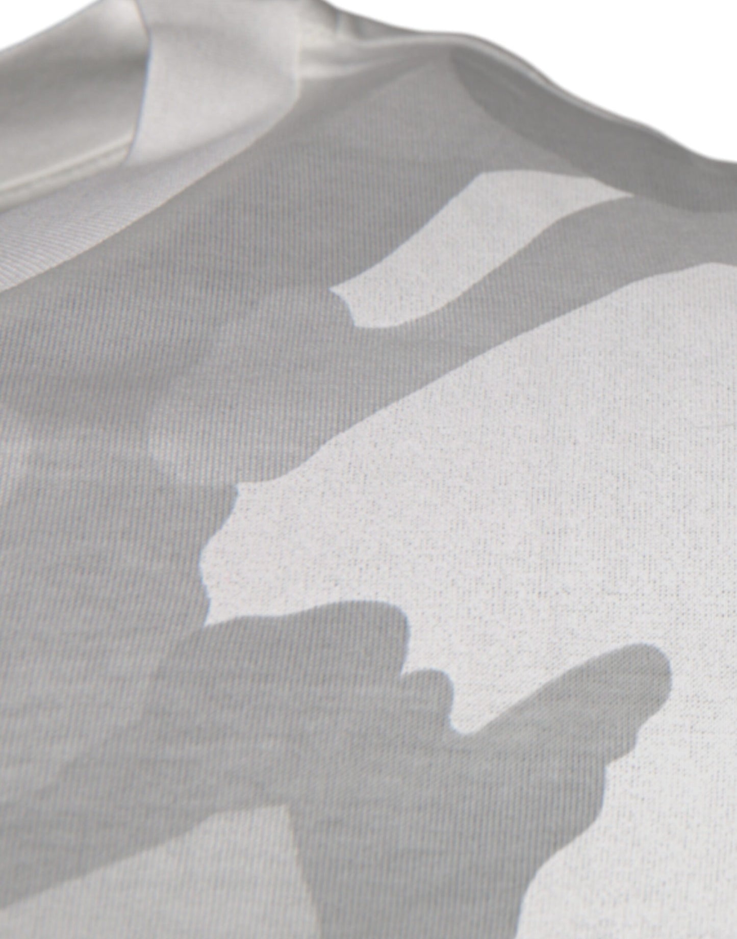 Dolce &amp; Gabbana – T-Shirt aus Baumwolle mit Rundhalsausschnitt in Weiß und Grau mit Camouflage-Muster
