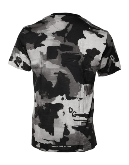 Dolce &amp; Gabbana Mehrfarbiges Camouflage-T-Shirt mit Rundhalsausschnitt