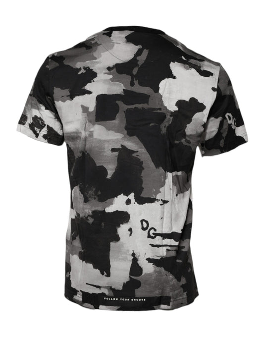 Dolce &amp; Gabbana Mehrfarbiges Camouflage-T-Shirt mit Rundhalsausschnitt