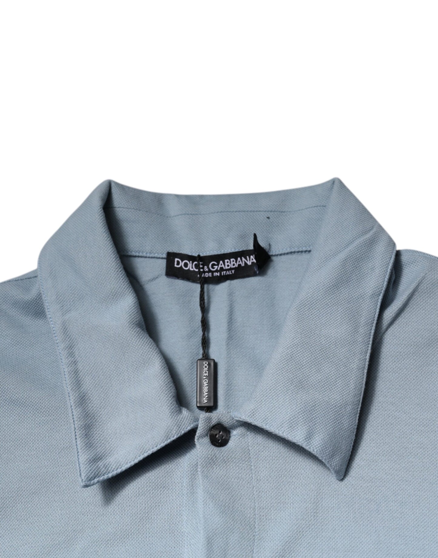 Dolce &amp; Gabbana Blaues Poloshirt aus Baumwolle mit Knopfleiste für Herren