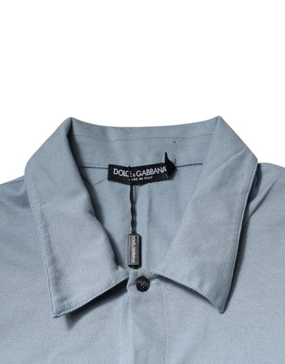 Dolce &amp; Gabbana Blaues Poloshirt aus Baumwolle mit Knopfleiste für Herren