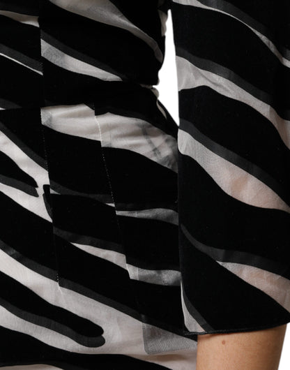 Dolce &amp; Gabbana – A-Linien-Etui-Minikleid mit Zebramuster in Schwarz und Weiß