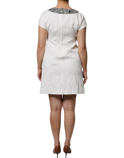 Dolce &amp; Gabbana – Minikleid aus Jacquardbrokat mit weißen Kristallen