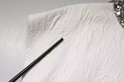 Dolce &amp; Gabbana – Minikleid aus Jacquardbrokat mit weißen Kristallen