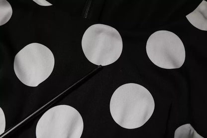 Dolce &amp; Gabbana – Etui-Midikleid aus Seide mit schwarzen und weißen Punkten