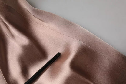 Emporio Armani – Rosafarbenes, langärmliges Etui-Wickel-Minikleid aus Satin