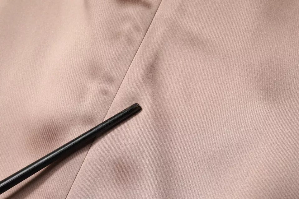 Emporio Armani – Rosafarbenes, langärmliges Etui-Wickel-Minikleid aus Satin