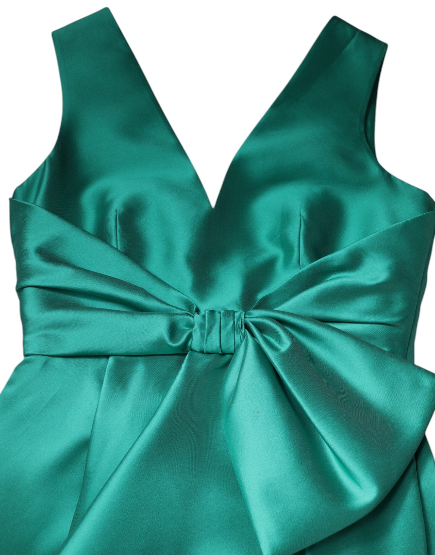 Alberta Ferretti – Ärmelloses Lagenkleid aus Satin-Polyester mit V-Ausschnitt in Grün
