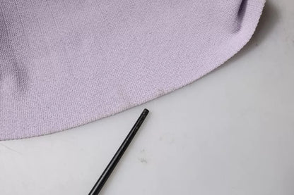 Blumarine – Lilafarbenes A-Linien-Midikleid mit kurzen Ärmeln und floralem Spitzenbesatz