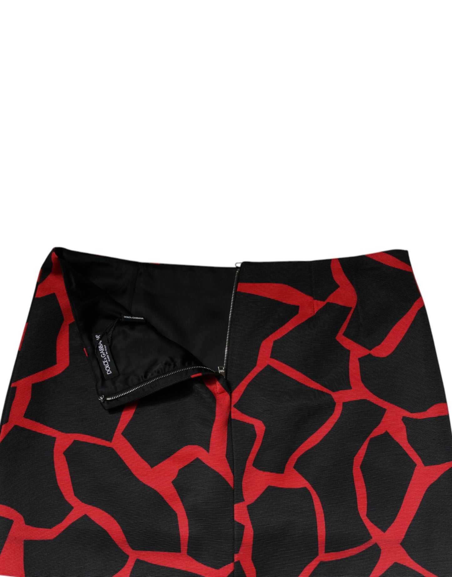 Dolce &amp; Gabbana – Schwarz-roter abstrakter Minirock in A-Linie mit mittlerer Taille
