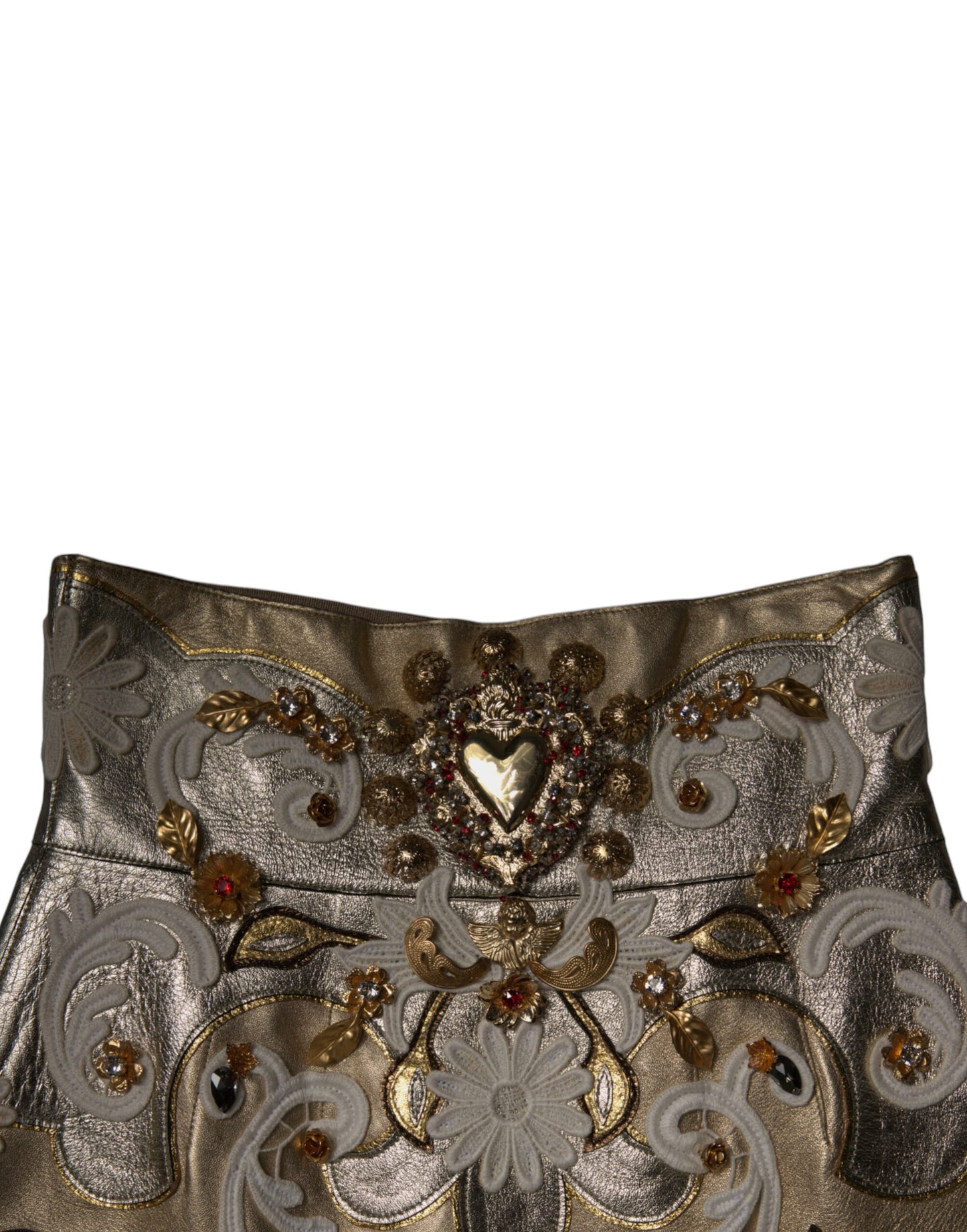 Dolce &amp; Gabbana – Minirock in A-Linie mit goldenem Jacquard-Verzierung