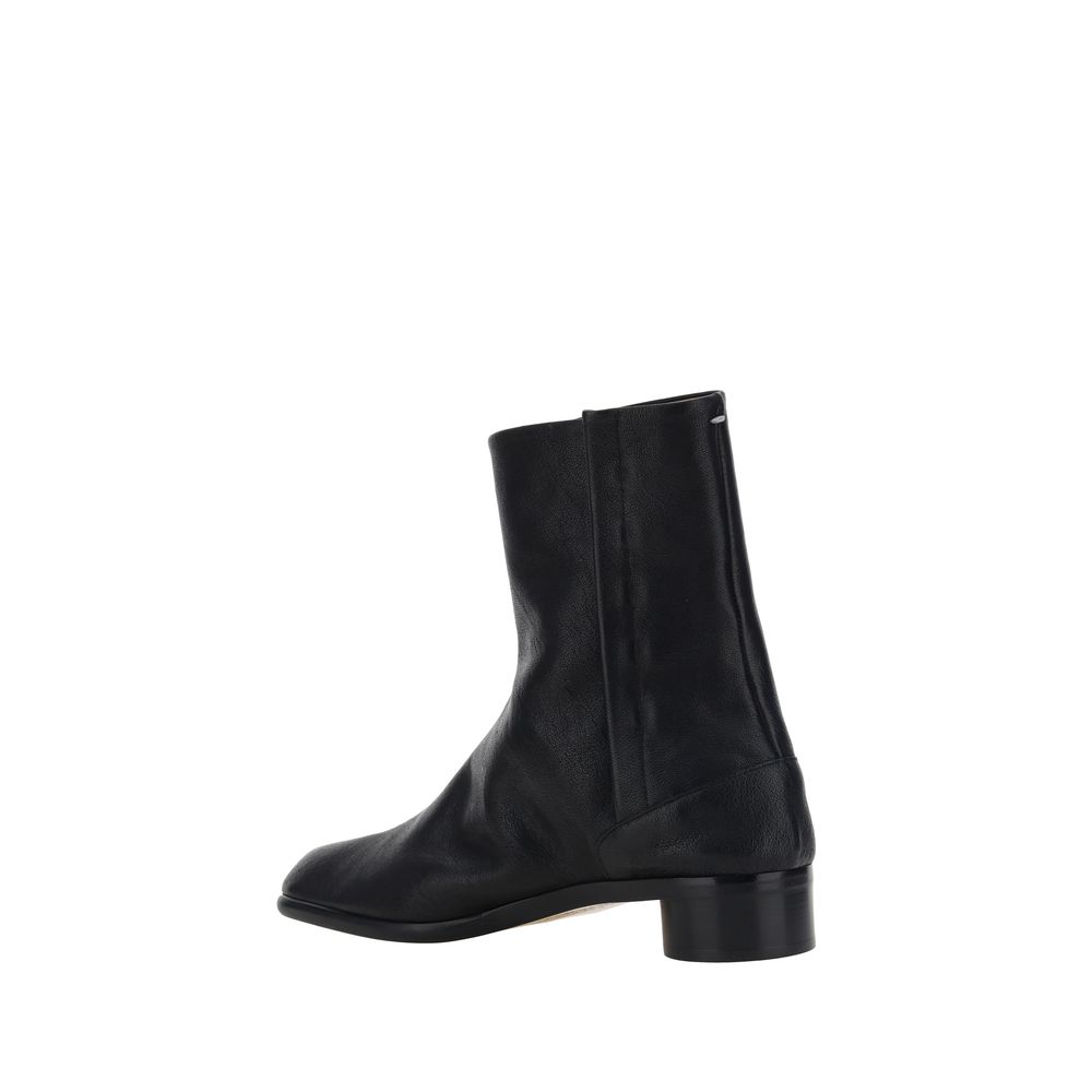 Margiela flache Stiefel aus schwarzem Kamelhaar