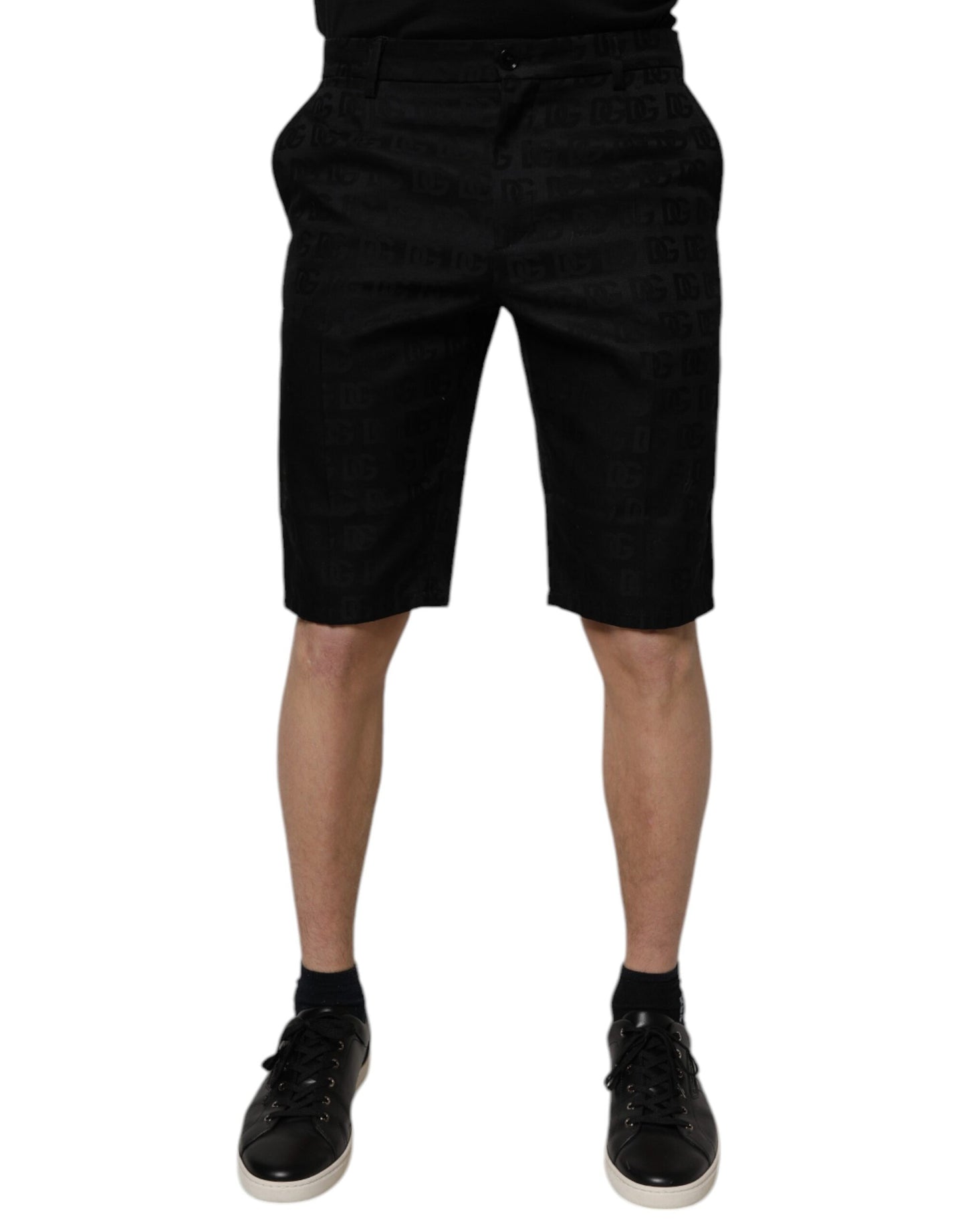 Dolce &amp; Gabbana – Lässige Chino-Shorts aus Baumwolle mit mittlerer Taille in Schwarz