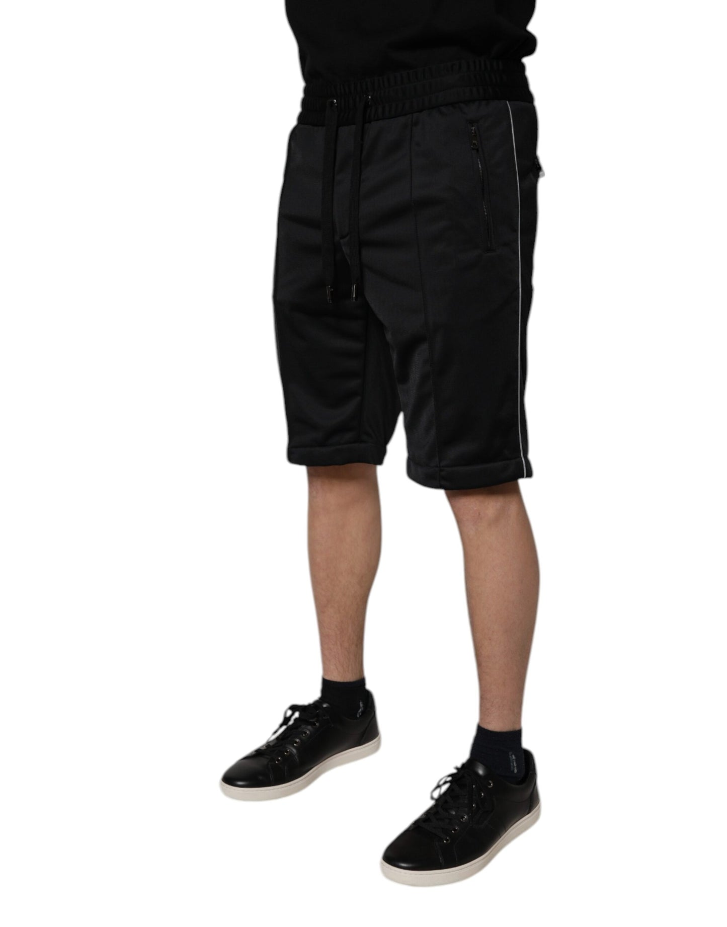 Dolce &amp; Gabbana – Schwarze Bermudashorts aus Polyester mit mittlerer Taille für Herren