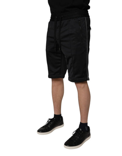 Dolce &amp; Gabbana – Schwarze Bermudashorts aus Polyester mit mittlerer Taille für Herren