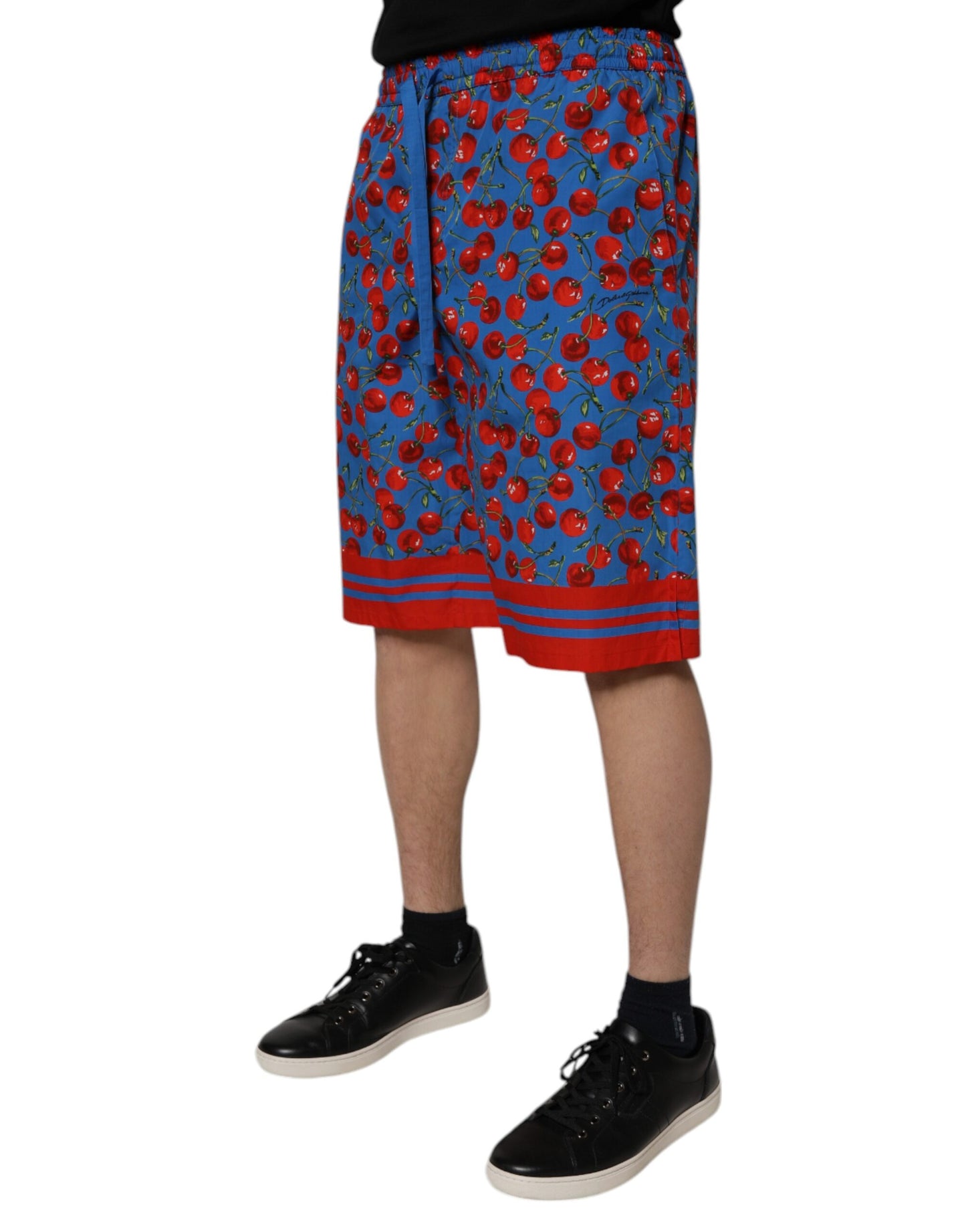 Dolce &amp; Gabbana – Bermudashorts aus Baumwolle mit blauem Kirschdruck