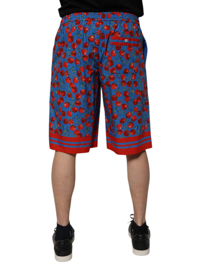 Dolce &amp; Gabbana – Bermudashorts aus Baumwolle mit blauem Kirschdruck