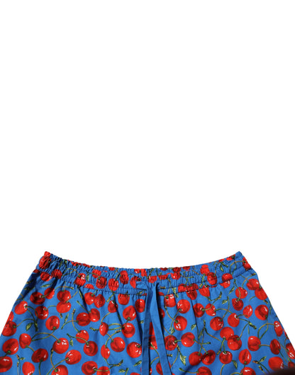 Dolce &amp; Gabbana – Bermudashorts aus Baumwolle mit blauem Kirschdruck