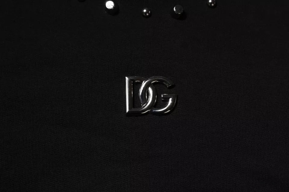 Dolce &amp; Gabbana – Schwarzes Pullover-Sweatshirt mit Logo und Nieten