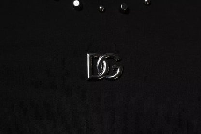 Dolce &amp; Gabbana – Schwarzes Pullover-Sweatshirt mit Logo und Nieten