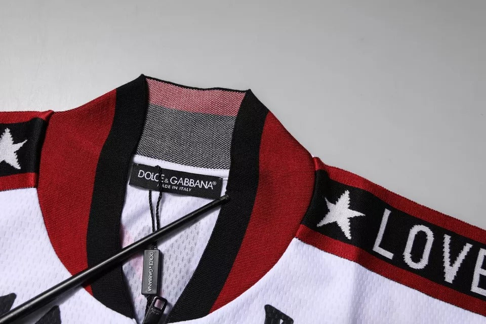 Dolce &amp; Gabbana – Mehrfarbiges T-Shirt mit Reißverschlusskragen und King-Panda-Print