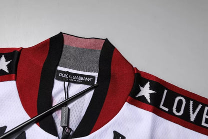 Dolce &amp; Gabbana – Mehrfarbiges T-Shirt mit Reißverschlusskragen und King-Panda-Print