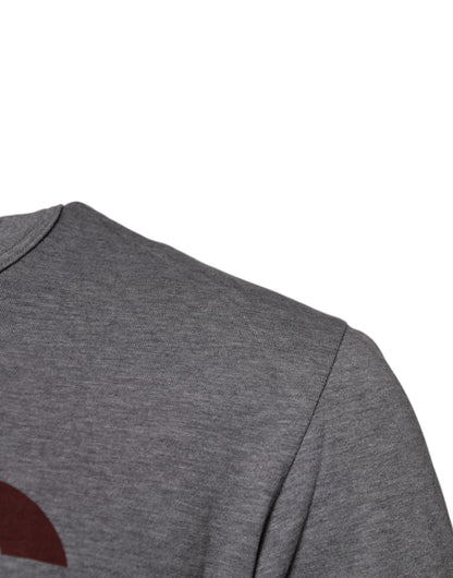 Dolce &amp; Gabbana Graues Herren-T-Shirt aus Baumwolle mit Rundhalsausschnitt und Logo-Print