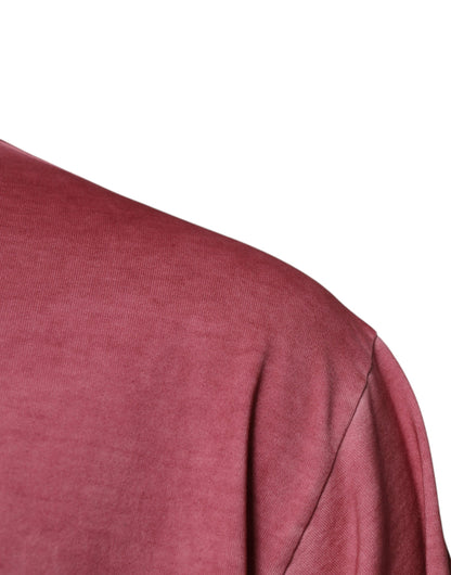 Dolce &amp; Gabbana – Rosafarbenes Baumwoll-T-Shirt mit Rundhalsausschnitt und Logo-Print
