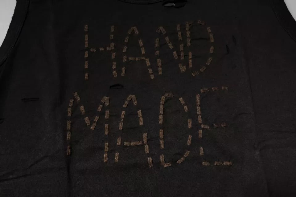 Dolce &amp; Gabbana – Schwarzes, ärmelloses Tank-T-Shirt mit Rundhalsausschnitt