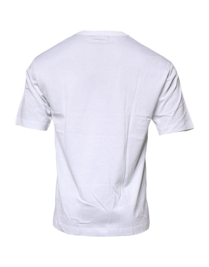 Dolce &amp; Gabbana – Weißes Baumwoll-T-Shirt mit Rundhalsausschnitt und Blumendruck