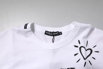 Dolce &amp; Gabbana – Weißes Baumwoll-T-Shirt mit Rundhalsausschnitt und Blumendruck