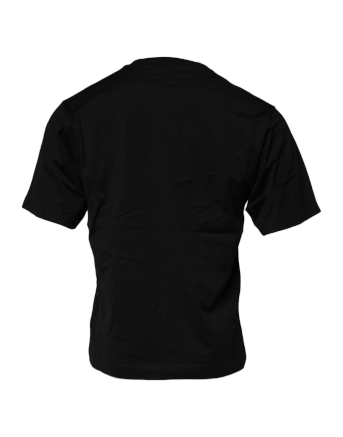 Dolce &amp; Gabbana – Schwarzes Baumwoll-T-Shirt mit Rundhalsausschnitt und Logo-Patch