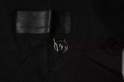 Dolce &amp; Gabbana – Schwarzes Baumwoll-T-Shirt mit Rundhalsausschnitt und Logo-Patch