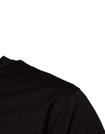 Dolce &amp; Gabbana – Dunkelbraunes T-Shirt aus Baumwolle mit Rundhalsausschnitt und Logo