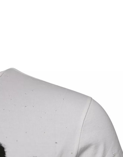 Dolce &amp; Gabbana – Weißes Baumwoll-T-Shirt mit Rundhalsausschnitt und grafischem Print