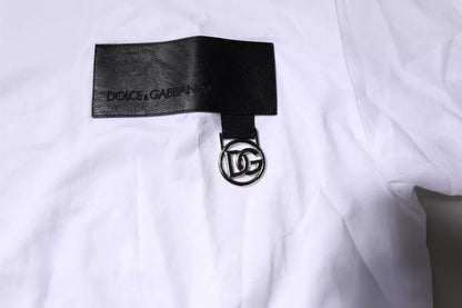 Dolce &amp; Gabbana – Weißes Baumwoll-T-Shirt mit Rundhalsausschnitt und Logo-Patch