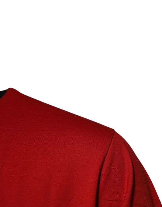 Dolce &amp; Gabbana – Rotes Baumwoll-T-Shirt mit Rundhalsausschnitt und Krone