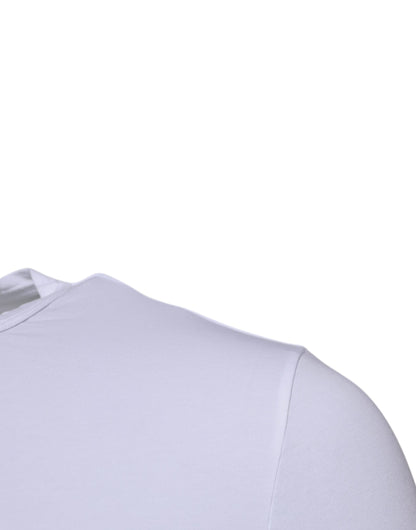 Dolce &amp; Gabbana – Weißes Unterwäsche-T-Shirt aus Baumwollstretch mit Rundhalsausschnitt