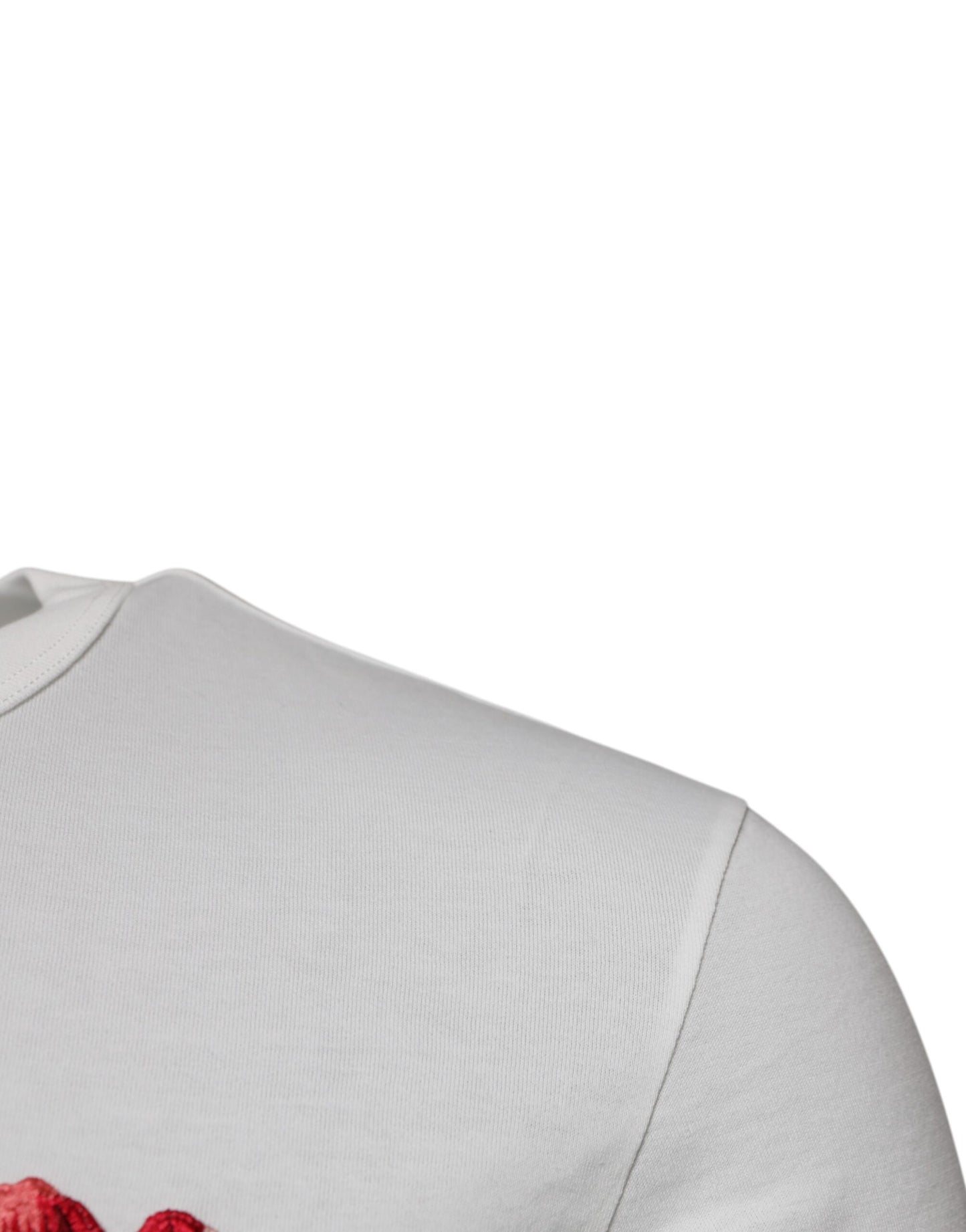 Dolce &amp; Gabbana – Weißes Baumwoll-T-Shirt mit Rundhalsausschnitt und Blumenlogo